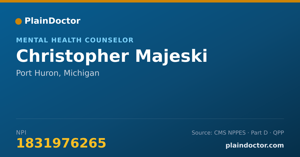 Shareable card for Christopher Majeski - Mental Health Counselor, Port Huron, MI
