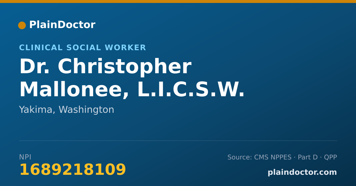 Shareable card for Christopher Mallonee, L.I.C.S.W. - Clinical Social Worker, Yakima, WA