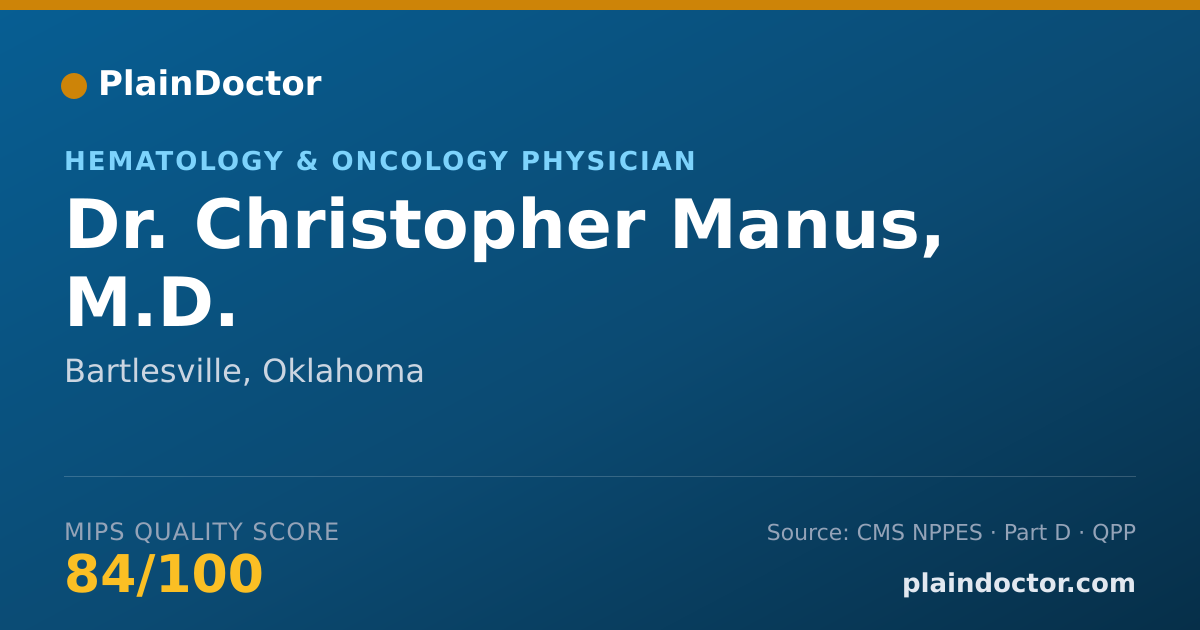Shareable card for Christopher Manus, M.D. - Hematology & Oncology Physician, Bartlesville, OK