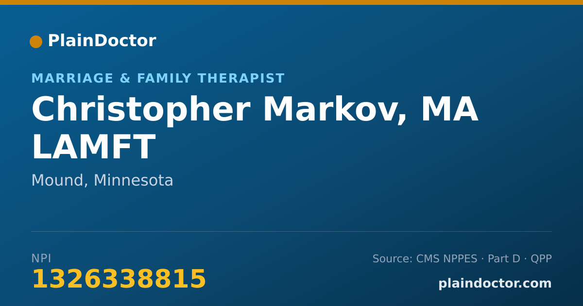 Shareable card for Christopher Markov, MA LAMFT - Marriage & Family Therapist, Mound, MN