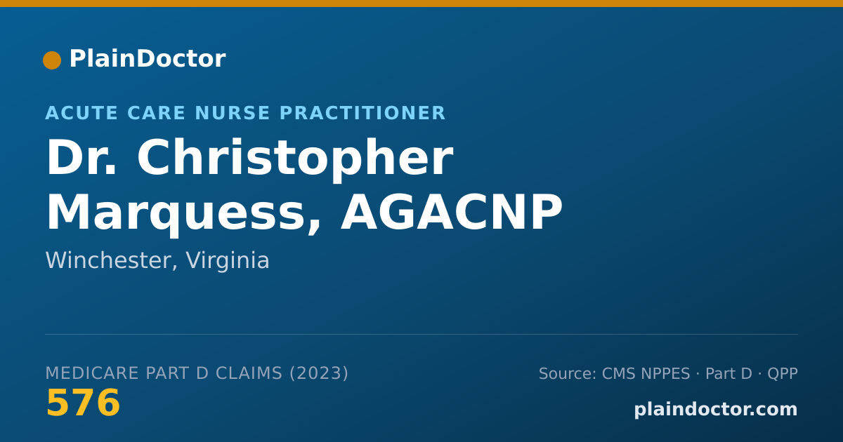 Shareable card for Christopher Marquess, AGACNP - Acute Care Nurse Practitioner, Winchester, VA