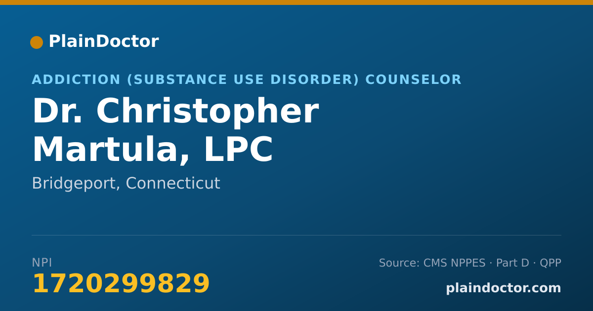 Shareable card for Christopher Martula, LPC - Addiction (Substance Use Disorder) Counselor, Bridgeport, CT