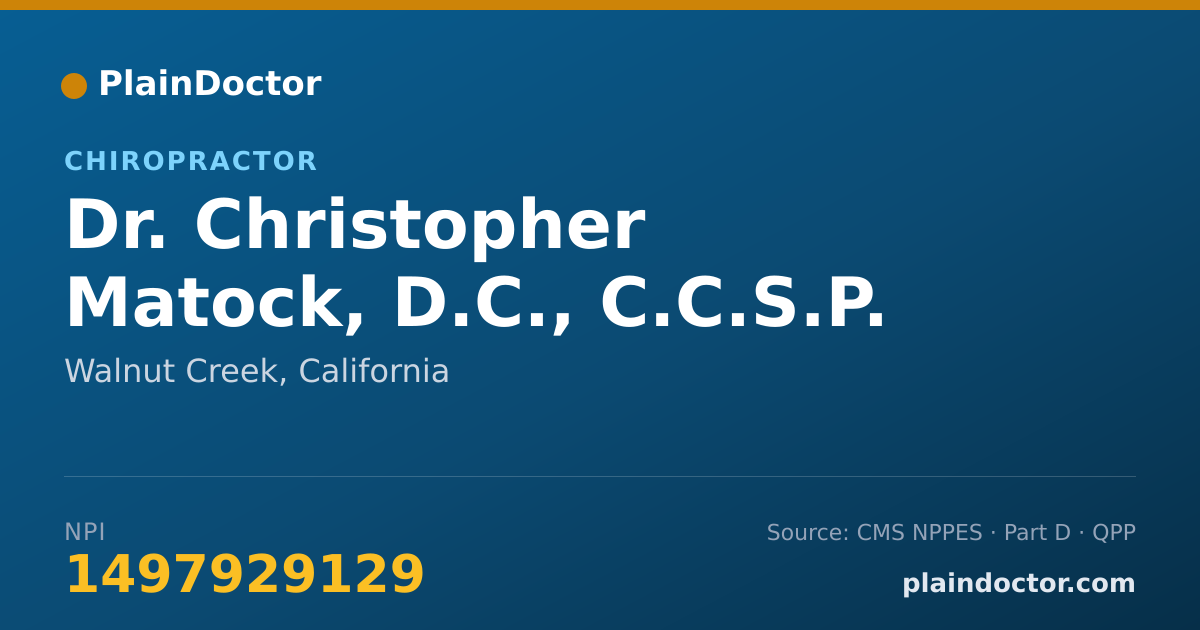 Shareable card for Christopher Matock, D.C., C.C.S.P. - Chiropractor, Walnut Creek, CA