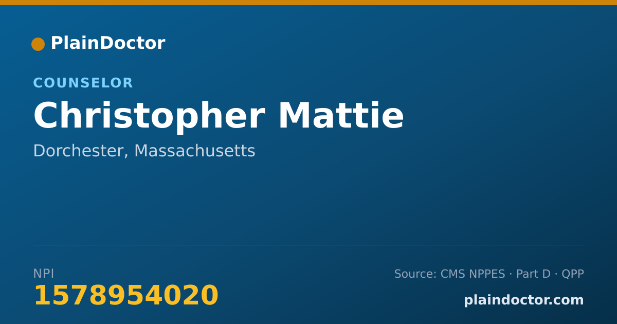 Shareable card for Christopher Mattie - Counselor, Dorchester, MA