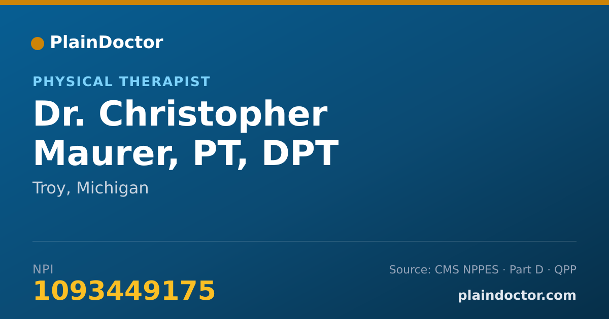 Shareable card for Christopher Maurer, PT, DPT - Physical Therapist, Troy, MI
