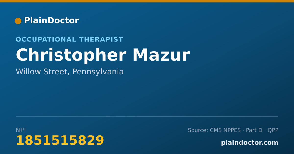 Shareable card for Christopher Mazur - Occupational Therapist, Willow Street, PA