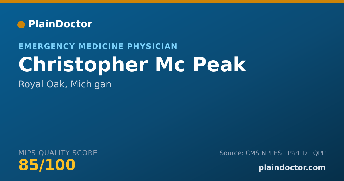 Shareable card for Christopher Mc Peak - Emergency Medicine Physician, Royal Oak, MI