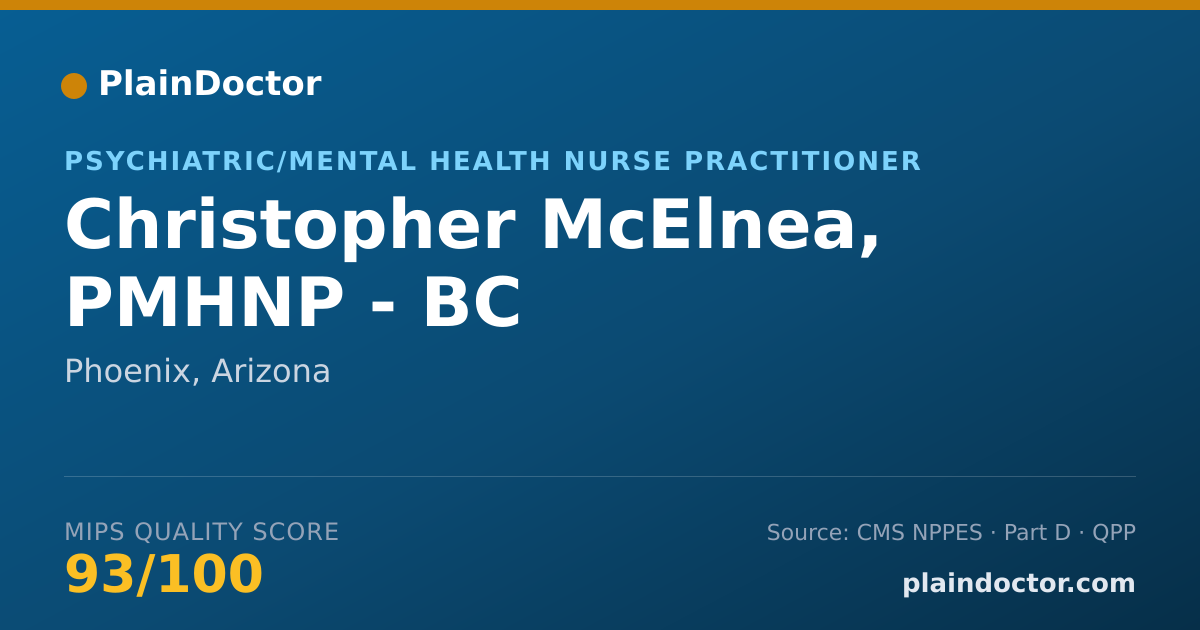 Shareable card for Christopher McElnea, PMHNP - BC - Psychiatric/Mental Health Nurse Practitioner, Phoenix, AZ