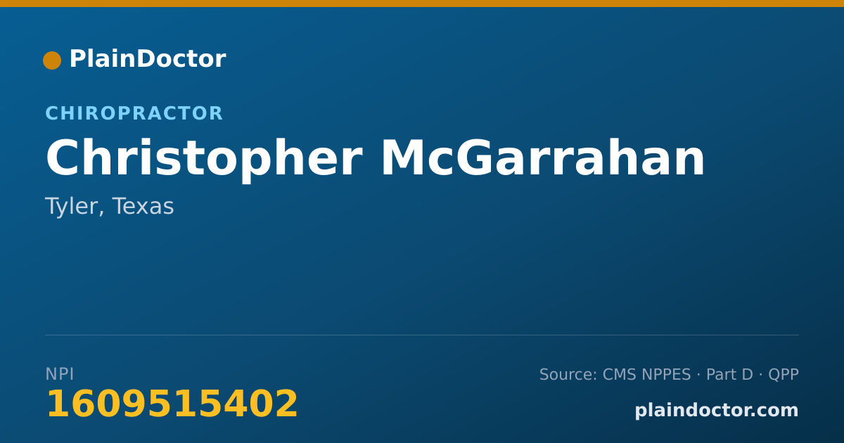 Shareable card for Christopher McGarrahan - Chiropractor, Tyler, TX