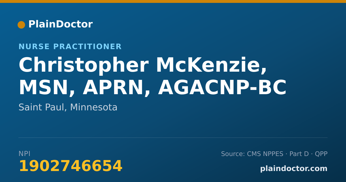 Shareable card for Christopher McKenzie, MSN, APRN, AGACNP-BC - Nurse Practitioner, Saint Paul, MN