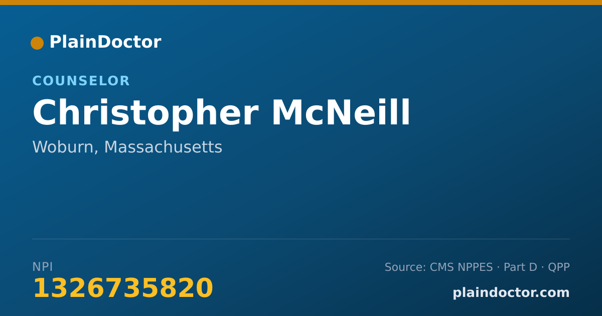 Shareable card for Christopher McNeill - Counselor, Woburn, MA
