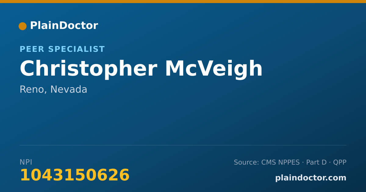 Shareable card for Christopher McVeigh - Peer Specialist, Reno, NV
