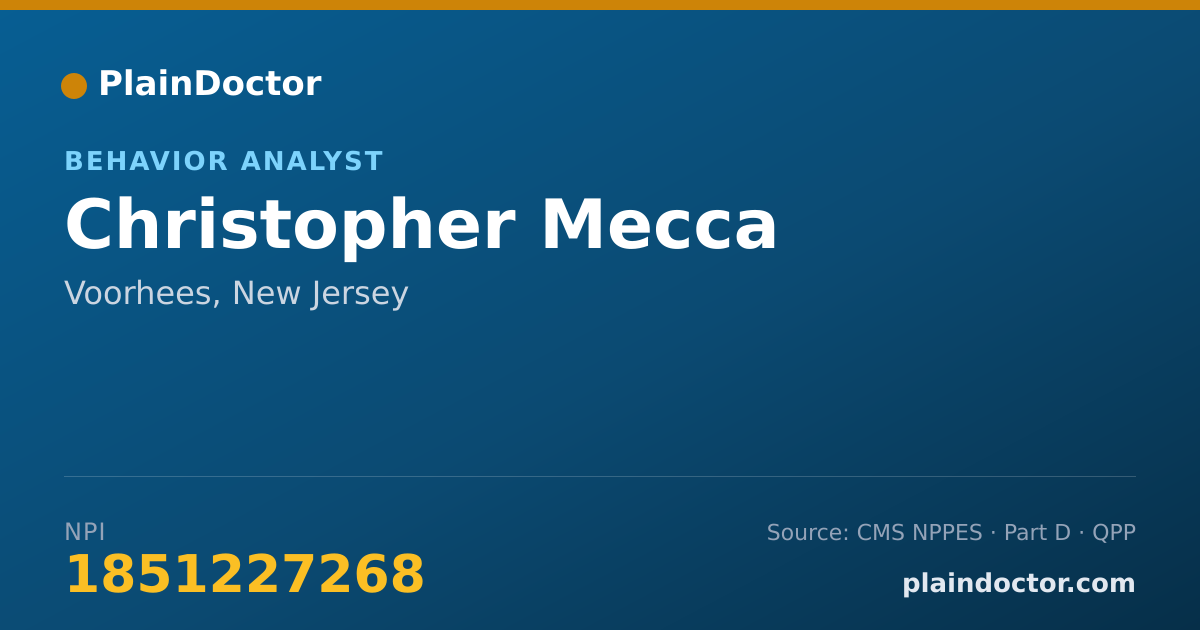 Shareable card for Christopher Mecca - Behavior Analyst, Voorhees, NJ