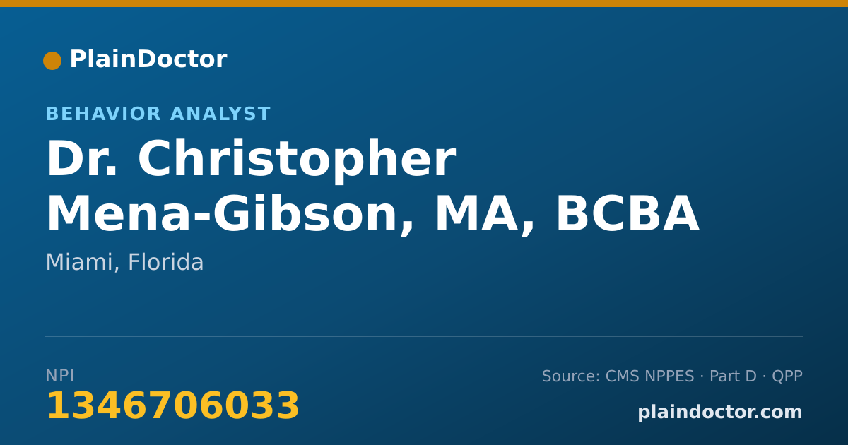 Shareable card for Christopher Mena-Gibson, MA, BCBA - Behavior Analyst, Miami, FL