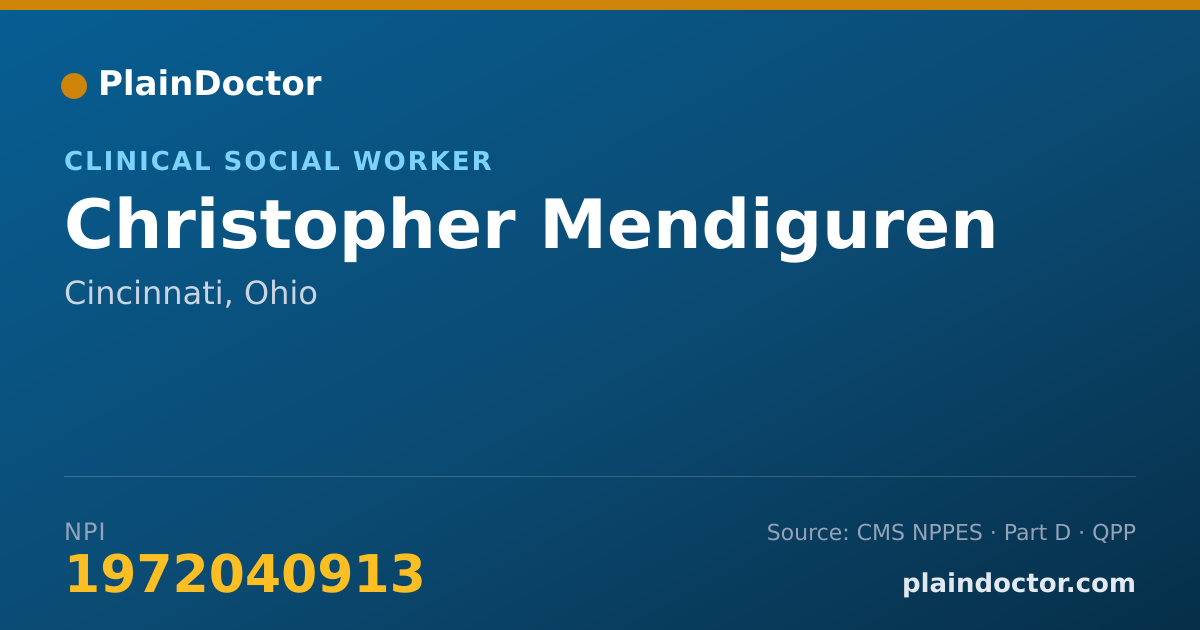 Shareable card for Christopher Mendiguren - Clinical Social Worker, Cincinnati, OH
