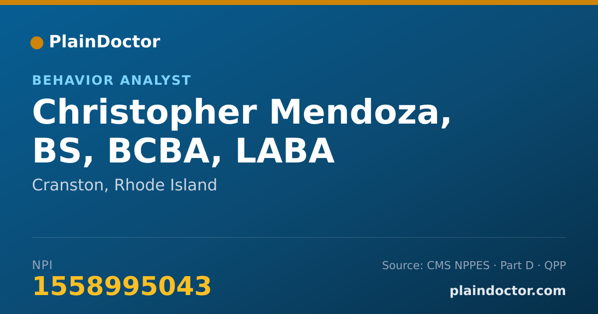 Shareable card for Christopher Mendoza, BS, BCBA, LABA - Behavior Analyst, Cranston, RI