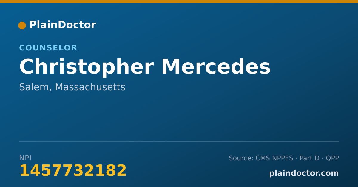 Shareable card for Christopher Mercedes - Counselor, Salem, MA