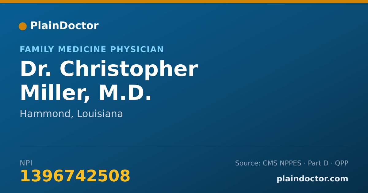 Shareable card for Christopher Miller, M.D. - Family Medicine Physician, Hammond, LA