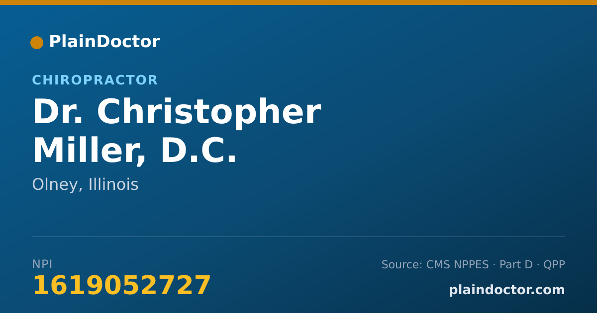 Shareable card for Christopher Miller, D.C. - Chiropractor, Olney, IL