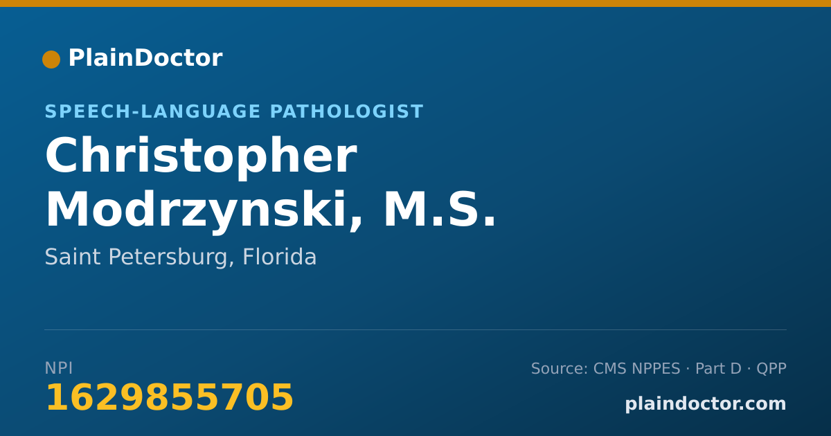 Shareable card for Christopher Modrzynski, M.S. CF-SLP - Speech-Language Pathologist, Saint Petersburg, FL