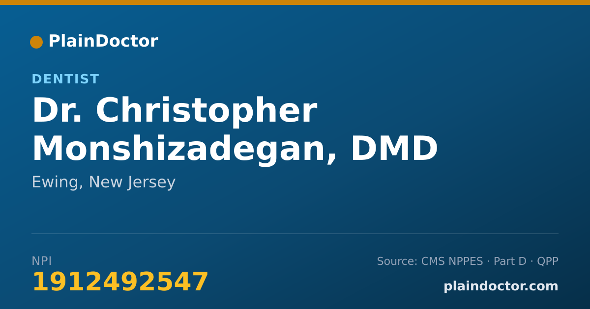 Shareable card for Christopher Monshizadegan, DMD - Dentist, Ewing, NJ
