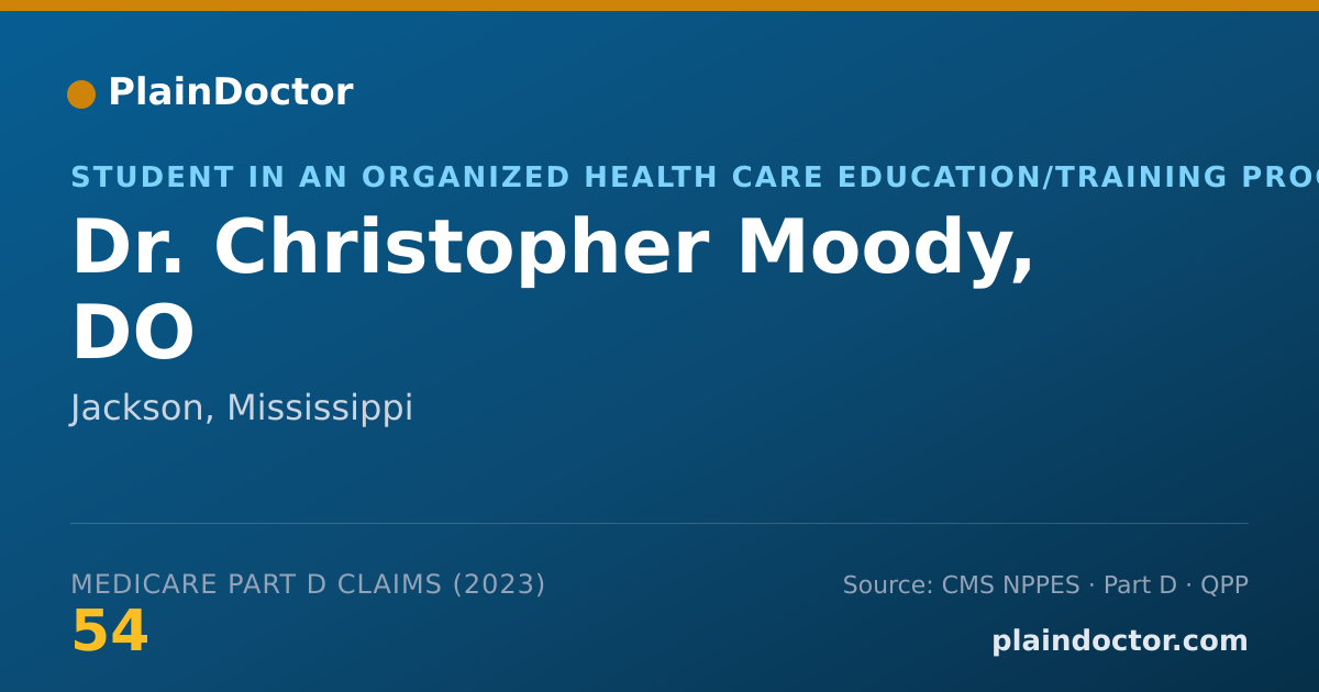 Shareable card for Christopher Moody, DO - Student in an Organized Health Care Education/Training Program, Jackson, MS