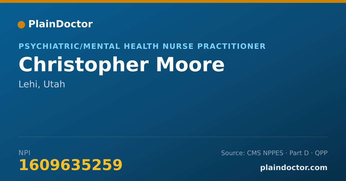 Shareable card for Christopher Moore - Psychiatric/Mental Health Nurse Practitioner, Lehi, UT