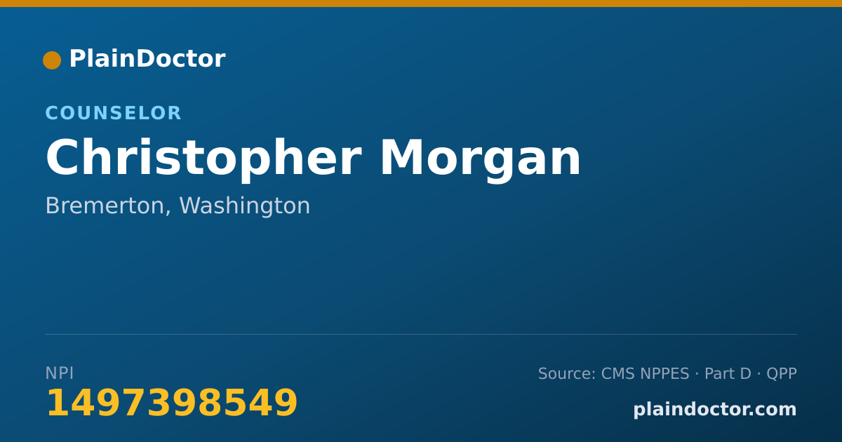Shareable card for Christopher Morgan - Counselor, Bremerton, WA