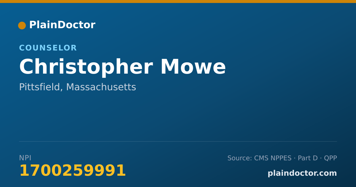 Shareable card for Christopher Mowe - Counselor, Pittsfield, MA