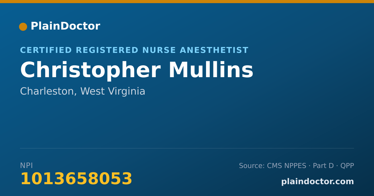 Shareable card for Christopher Mullins - Certified Registered Nurse Anesthetist, Charleston, WV