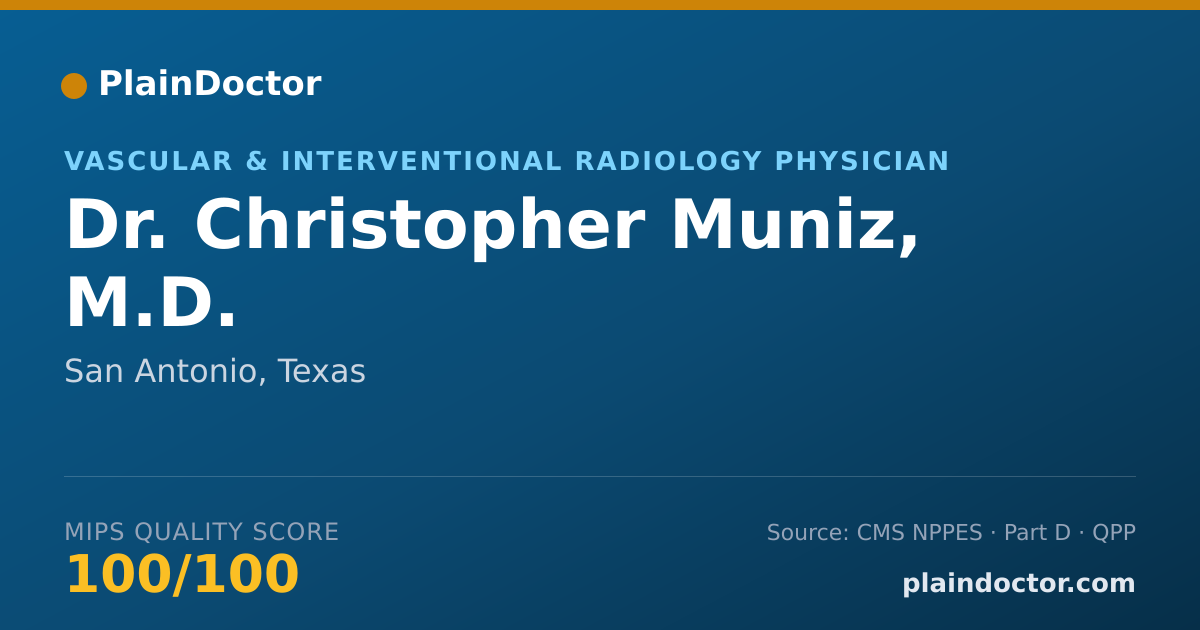 Shareable card for Christopher Muniz, M.D. - Vascular & Interventional Radiology Physician, San Antonio, TX