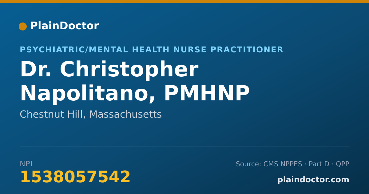 Shareable card for Christopher Napolitano, PMHNP - Psychiatric/Mental Health Nurse Practitioner, Chestnut Hill, MA