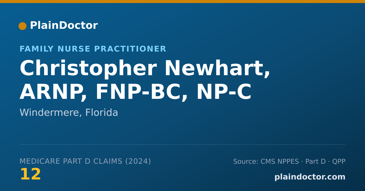 Shareable card for Christopher Newhart, ARNP, FNP-BC, NP-C - Family Nurse Practitioner, Windermere, FL