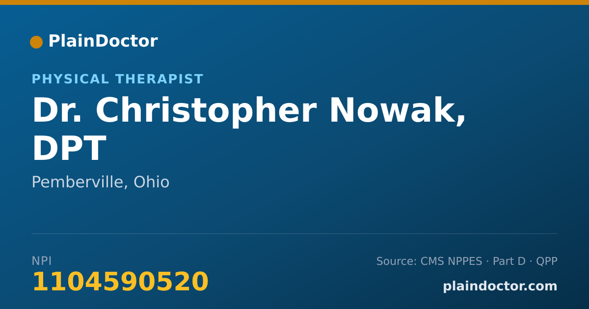 Shareable card for Christopher Nowak, DPT - Physical Therapist, Pemberville, OH