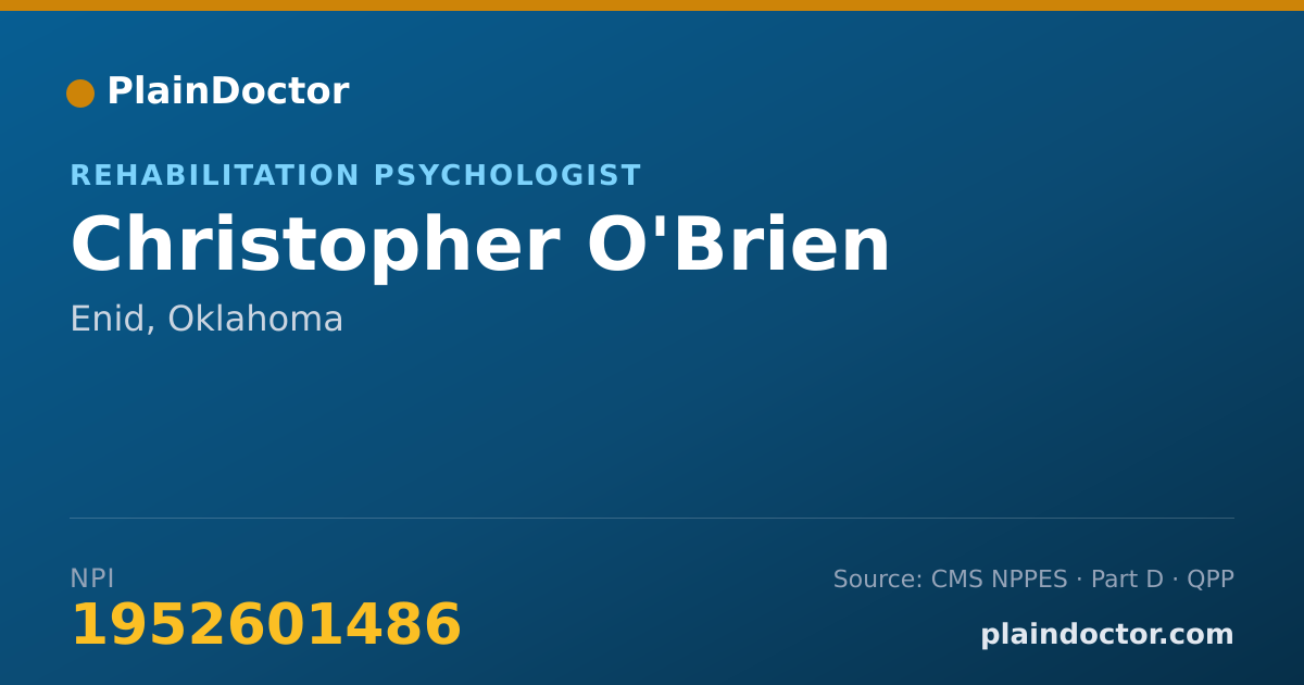 Shareable card for Christopher O'Brien - Rehabilitation Psychologist, Enid, OK