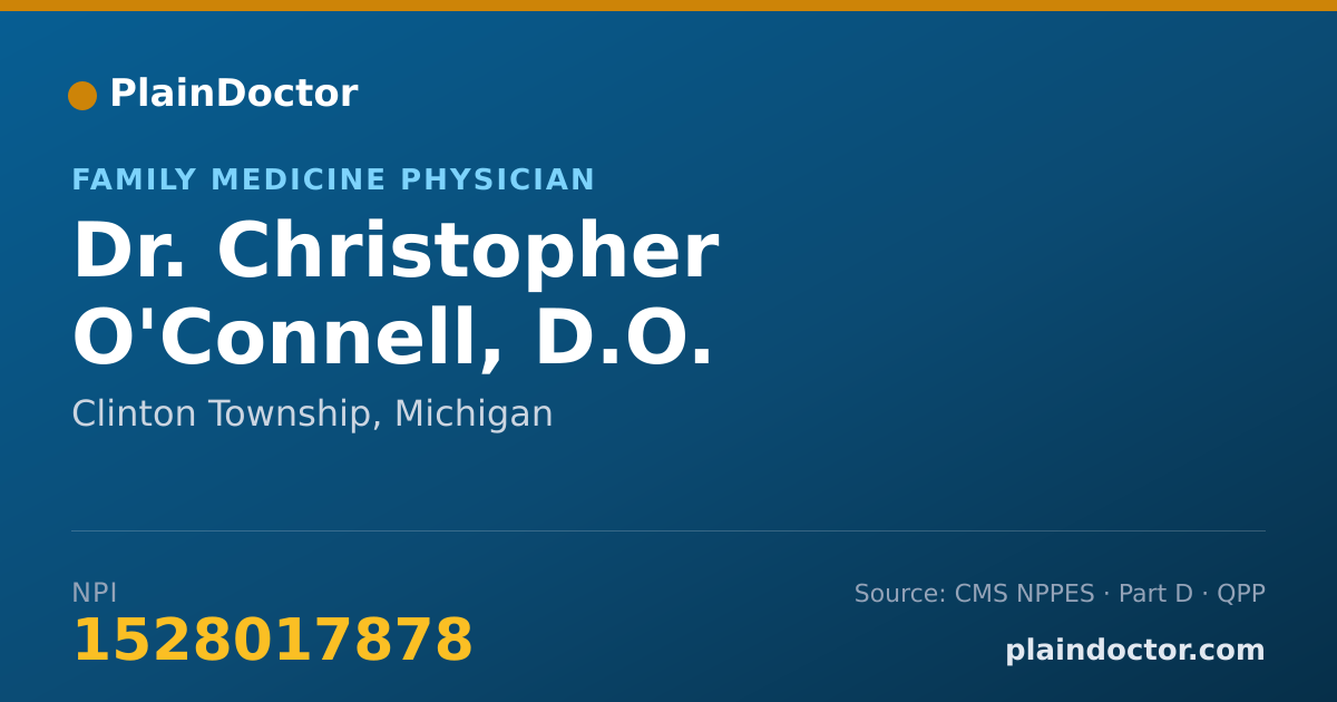 Shareable card for Christopher O'Connell, D.O. - Family Medicine Physician, Clinton Township, MI