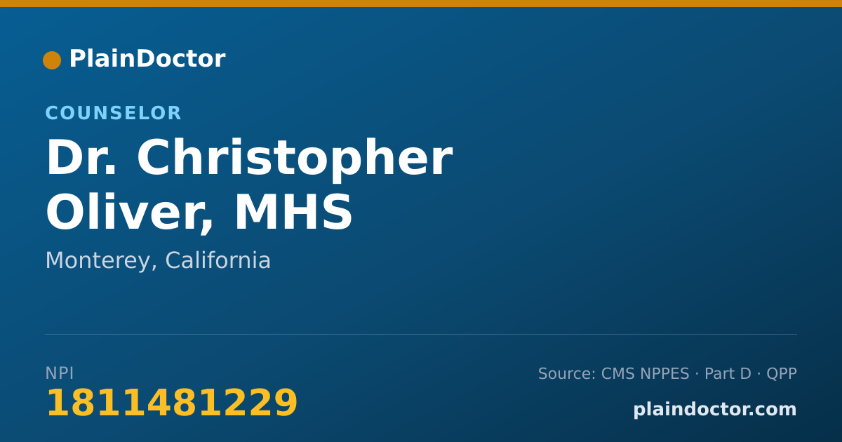 Shareable card for Christopher Oliver, MHS - Counselor, Monterey, CA