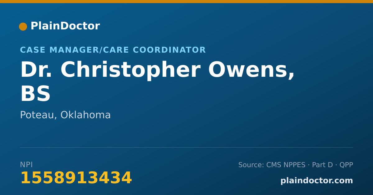 Shareable card for Christopher Owens, BS - Case Manager/Care Coordinator, Poteau, OK