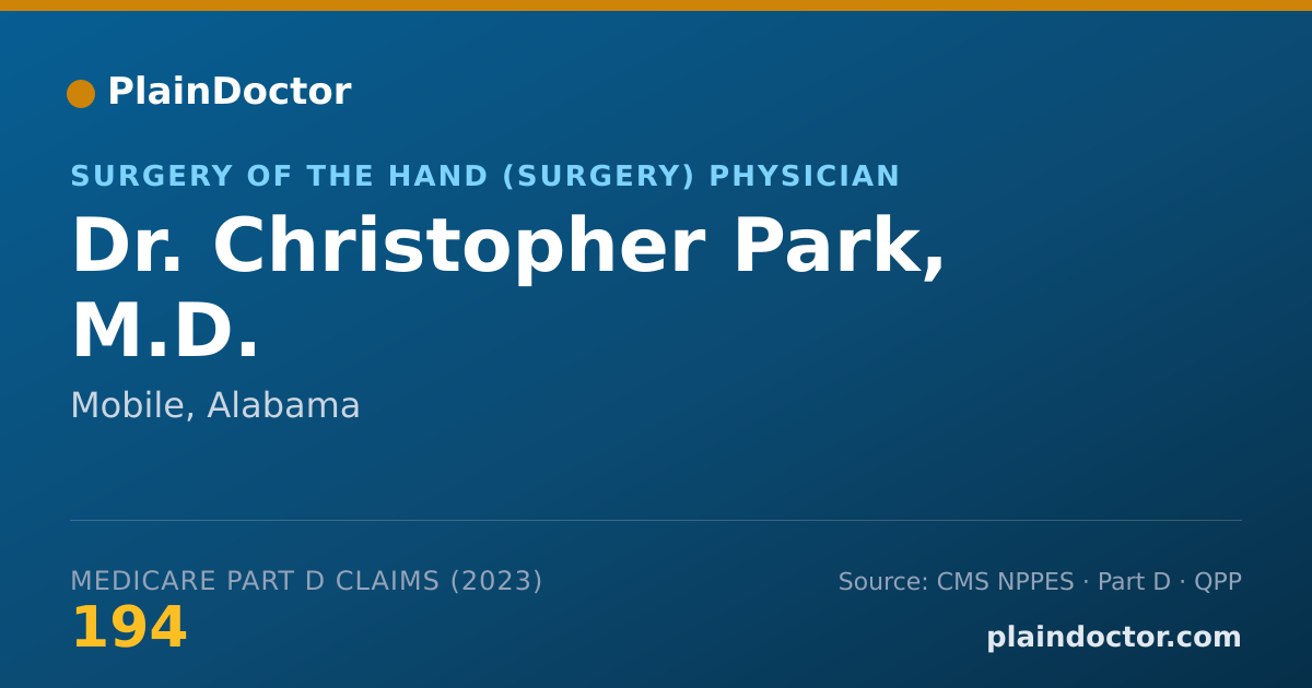 Shareable card for Christopher Park, M.D. - Surgery of the Hand (Surgery) Physician, Mobile, AL
