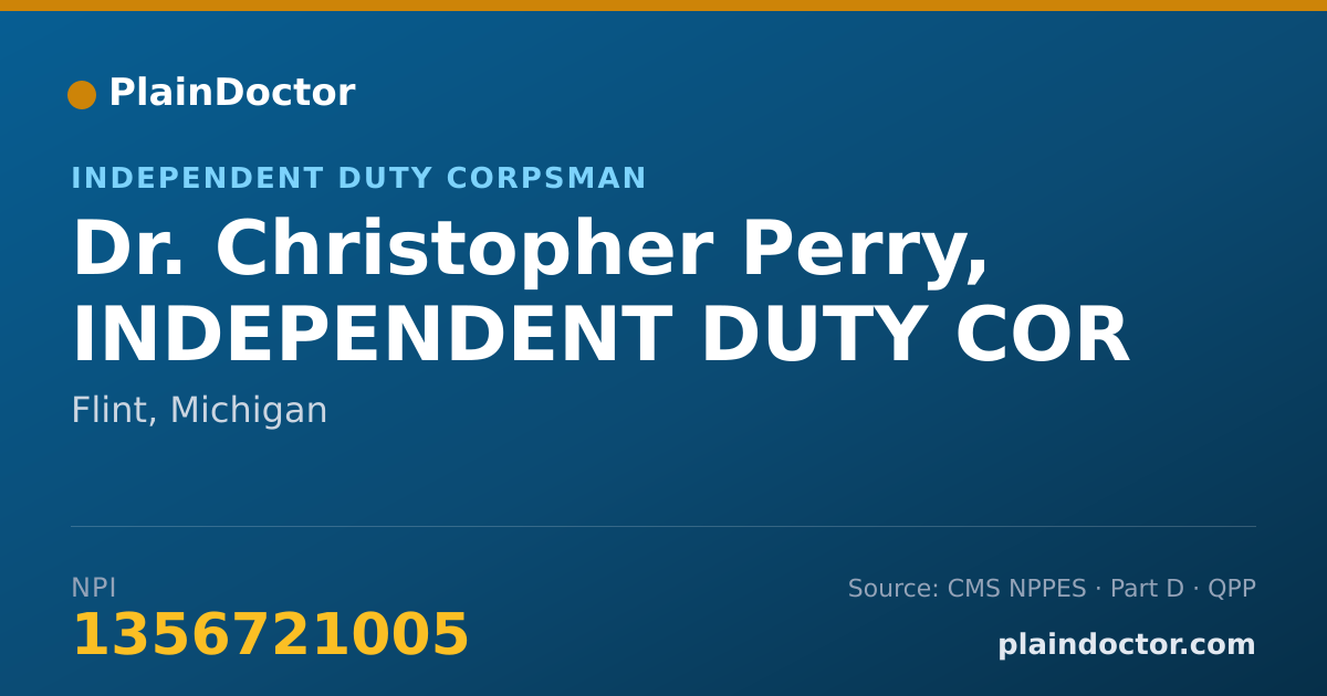 Shareable card for Christopher Perry, INDEPENDENT DUTY COR - Independent Duty Corpsman, Flint, MI