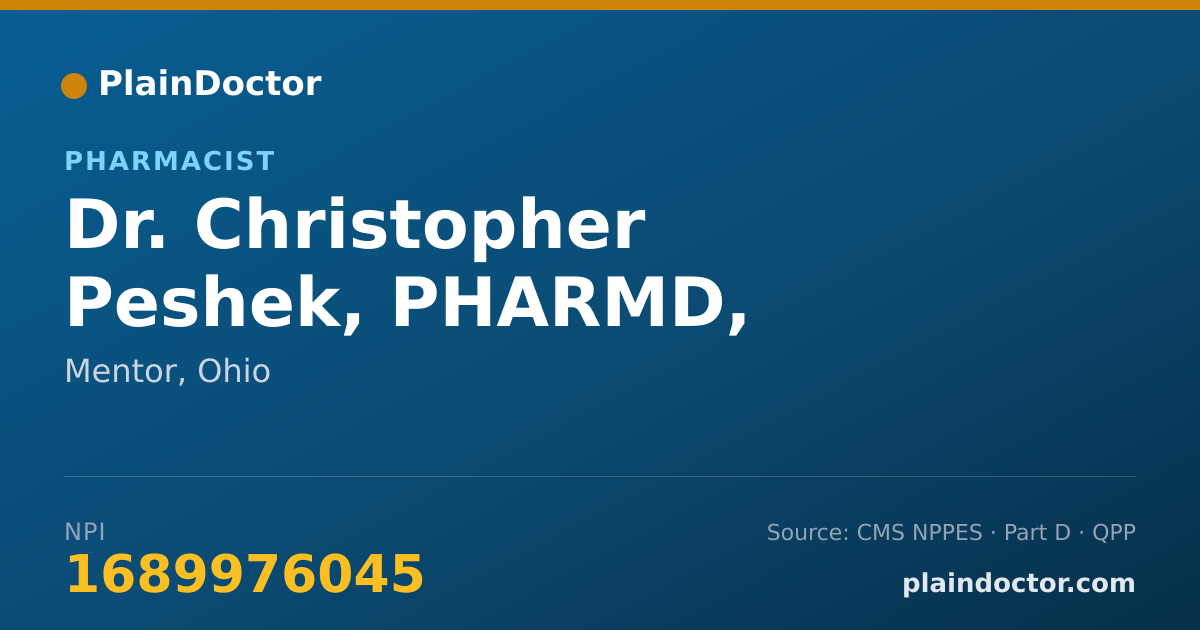 Shareable card for Christopher Peshek, PHARMD, B.S.P.S. - Pharmacist, Mentor, OH