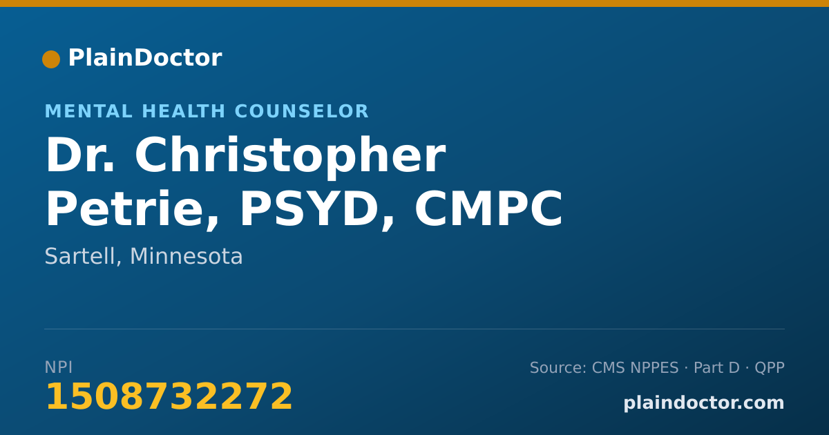 Shareable card for Christopher Petrie, PSYD, CMPC - Mental Health Counselor, Sartell, MN