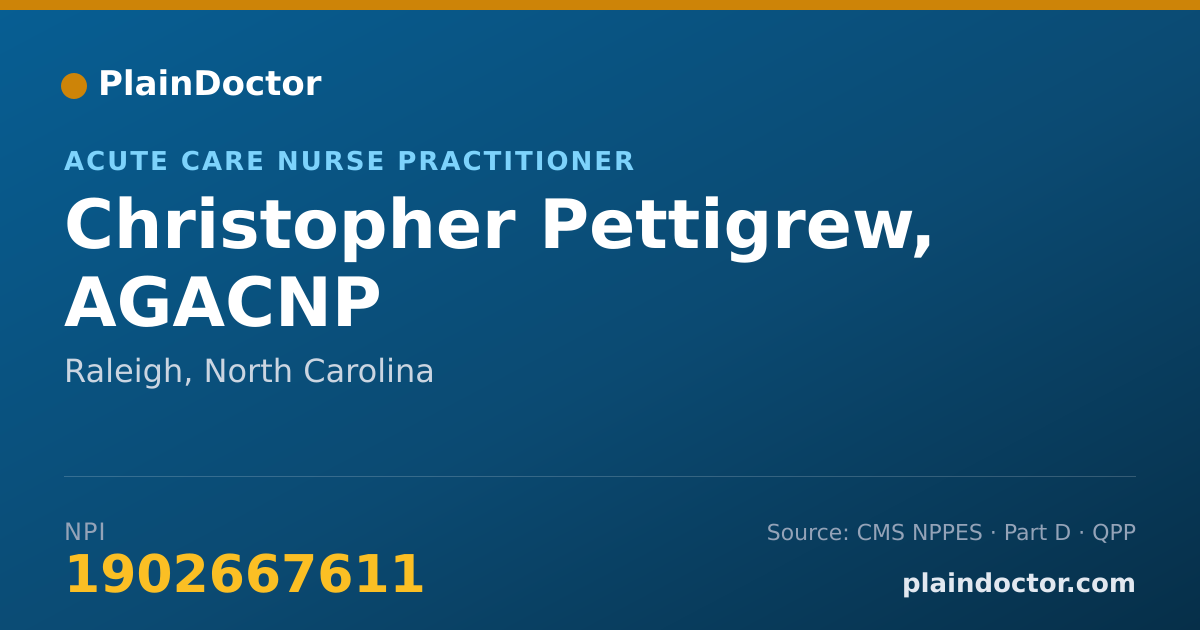 Shareable card for Christopher Pettigrew, AGACNP - Nurse Practitioner, Raleigh, NC