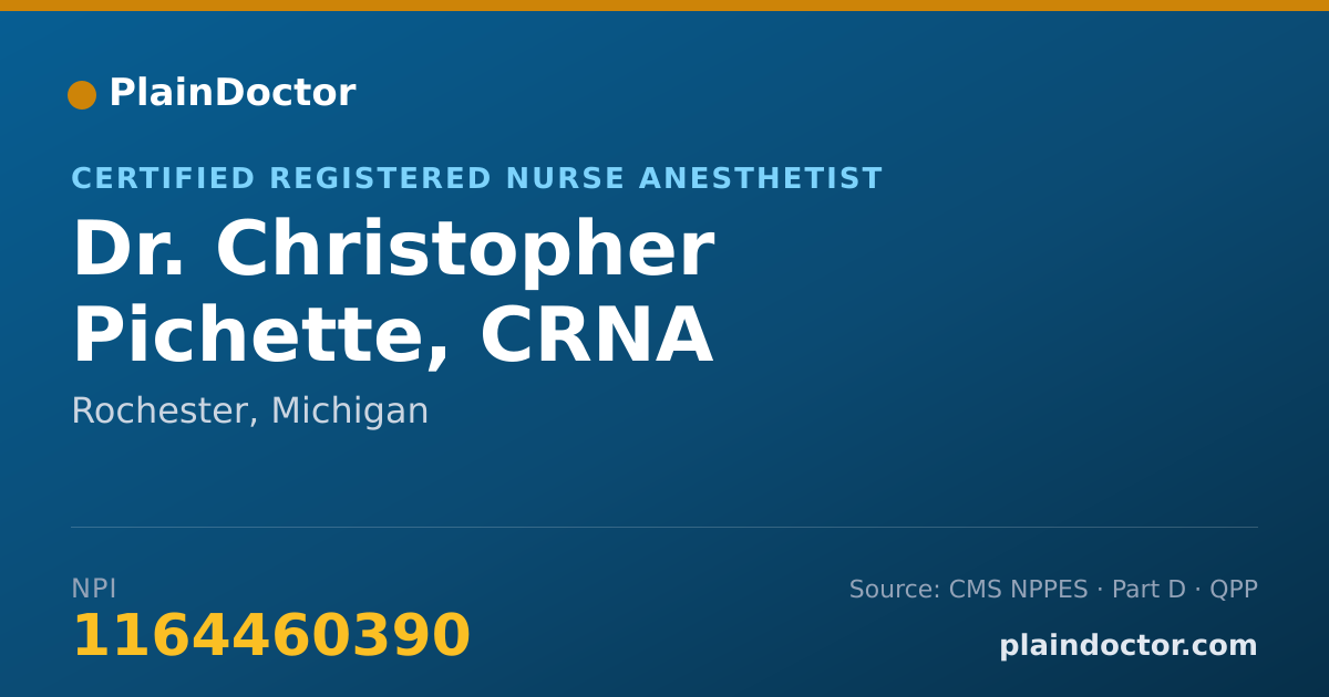 Shareable card for Christopher Pichette, CRNA - Certified Registered Nurse Anesthetist, Rochester, MI