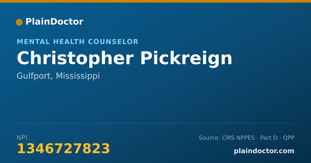 Shareable card for Christopher Pickreign - Mental Health Counselor, Gulfport, MS