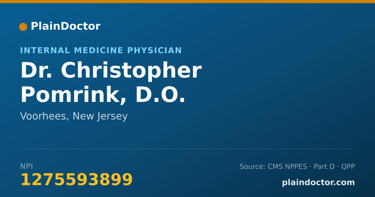 Shareable card for Christopher Pomrink, D.O. - Internal Medicine Physician, Voorhees, NJ