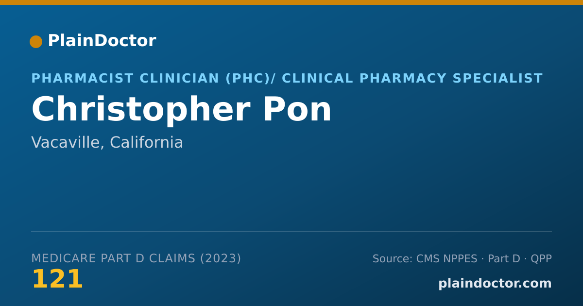 Shareable card for Christopher Pon - Pharmacist Clinician (PhC)/ Clinical Pharmacy Specialist, Vacaville, CA