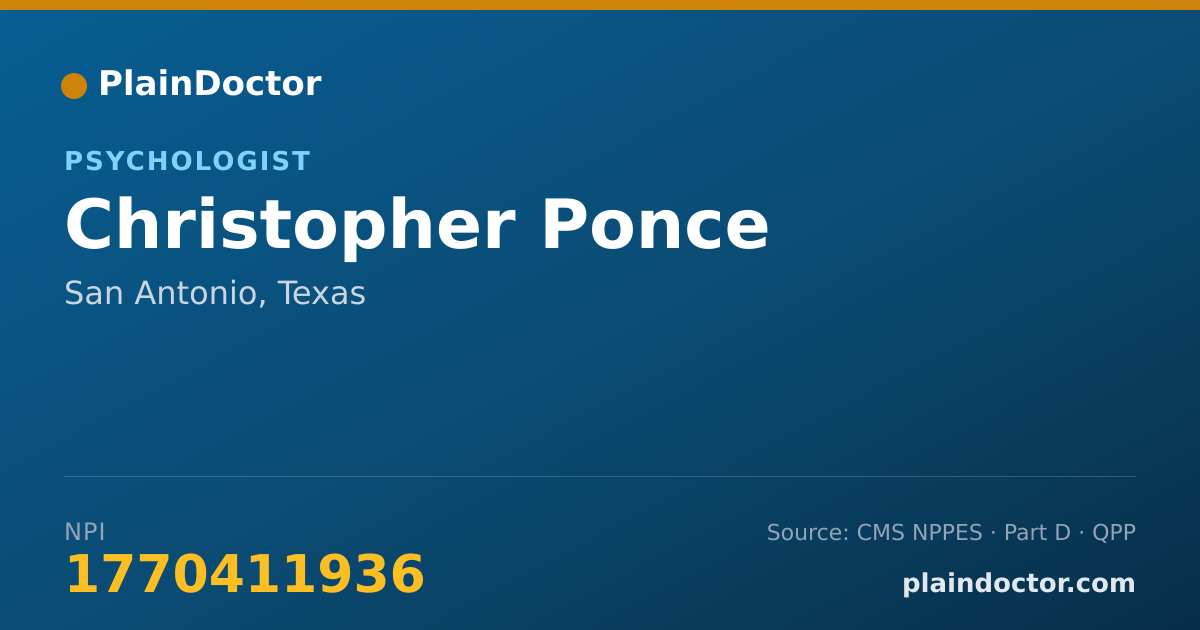 Shareable card for Christopher Ponce - Psychologist, San Antonio, TX