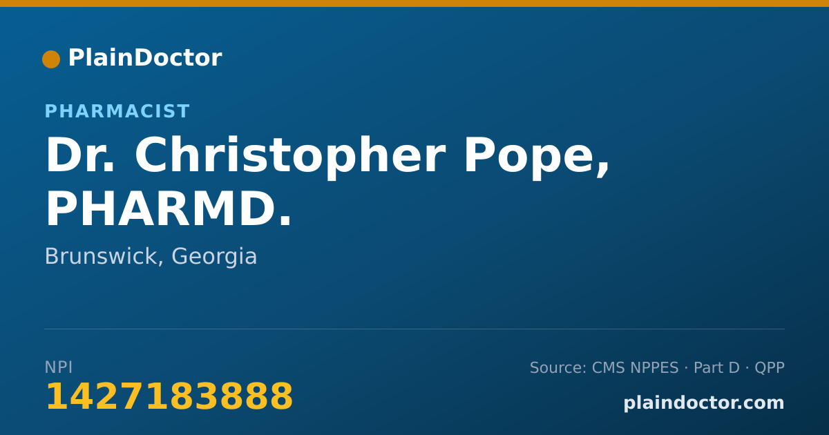 Shareable card for Christopher Pope, PHARMD. - Pharmacist, Brunswick, GA