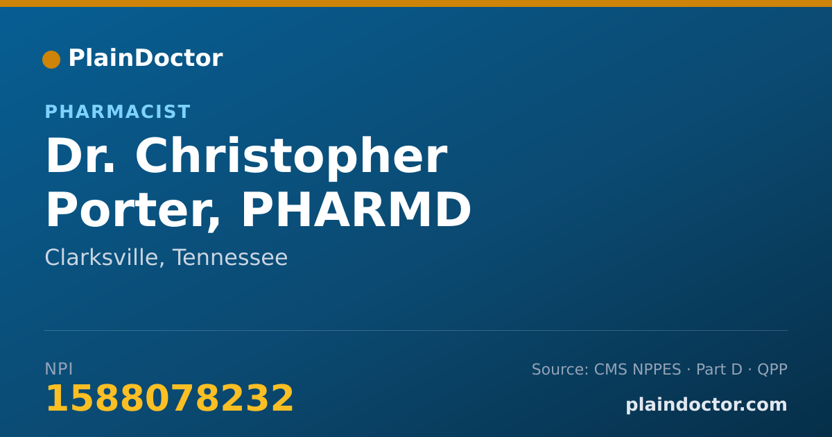 Shareable card for Christopher Porter, PHARMD - Pharmacist, Clarksville, TN